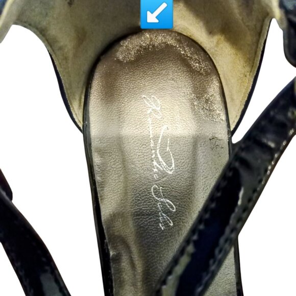 Exclusive Romantic Soles Corbel 7.5 Black Metallic T Strap W/Ankle Strap Heels - Picture 8 of 9